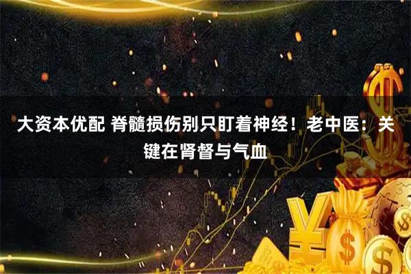 大资本优配 脊髓损伤别只盯着神经！老中医：关键在肾督与气血